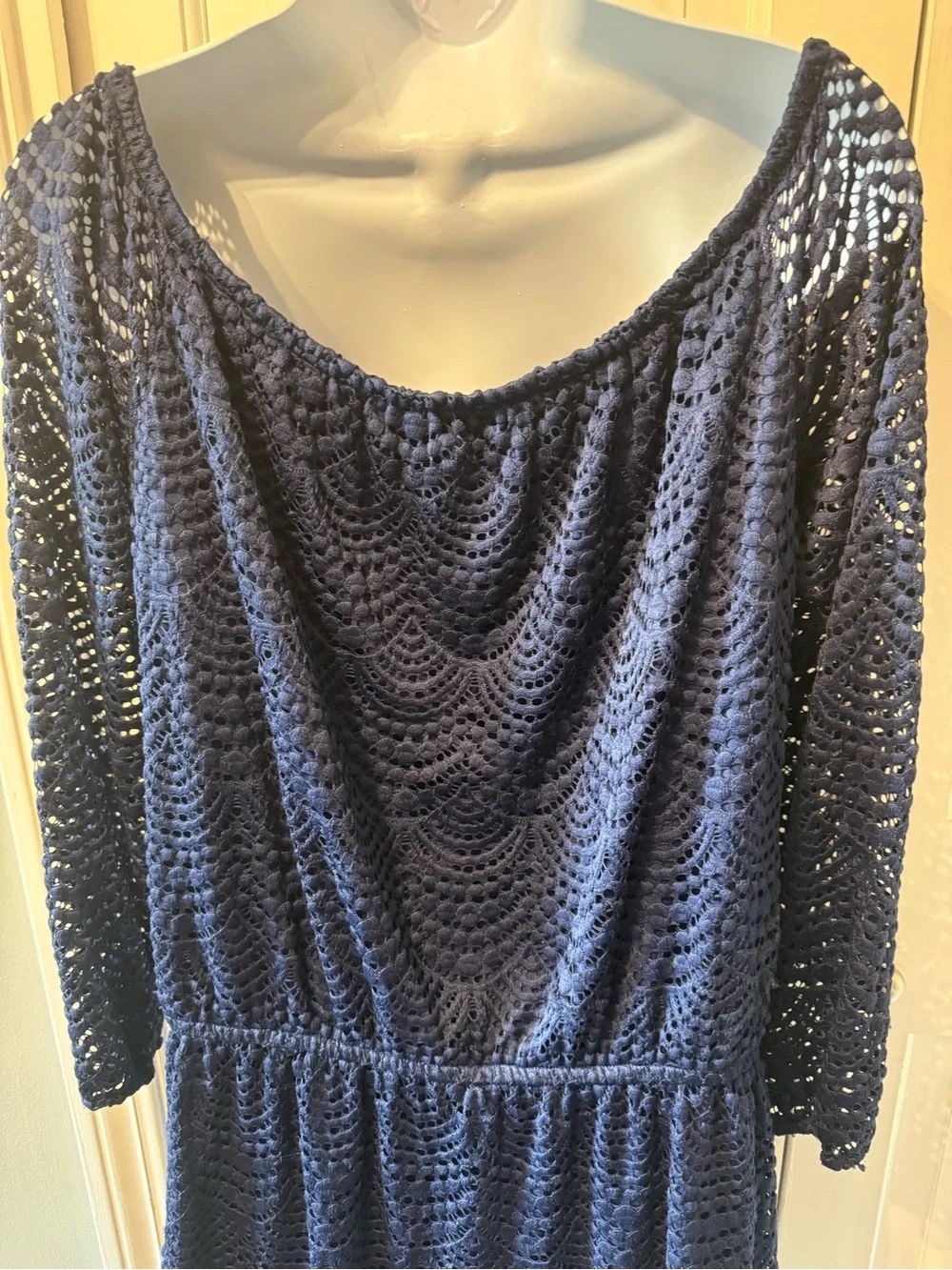 Lilly Pulitzer Navy One-Shoulder Lace Mini Dress